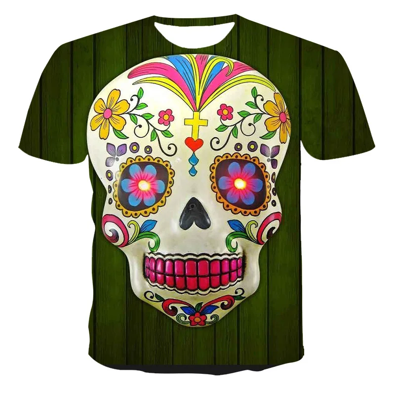 Ir 2021. Jauno Vasaras 3 D T-Kreklu apdruka Vīriešu Apģērbs, Zēns-Bērnu Galvaskausu un Nāves Īsām Piedurknēm Modes Atdzist Liela Izmēra Topi Pielāgojama 110-6 XL