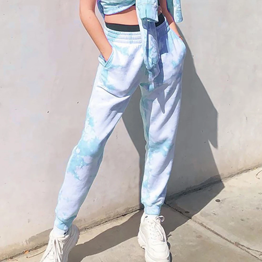 Ir 2021. Tie Krāsošanas Treniņbikses Sieviešu Hip Elastīga, Augsta Vidukļa Baggy Bikses Vaļīgas Bikses Streetwear Modes Bikses Skriešanas Bikses