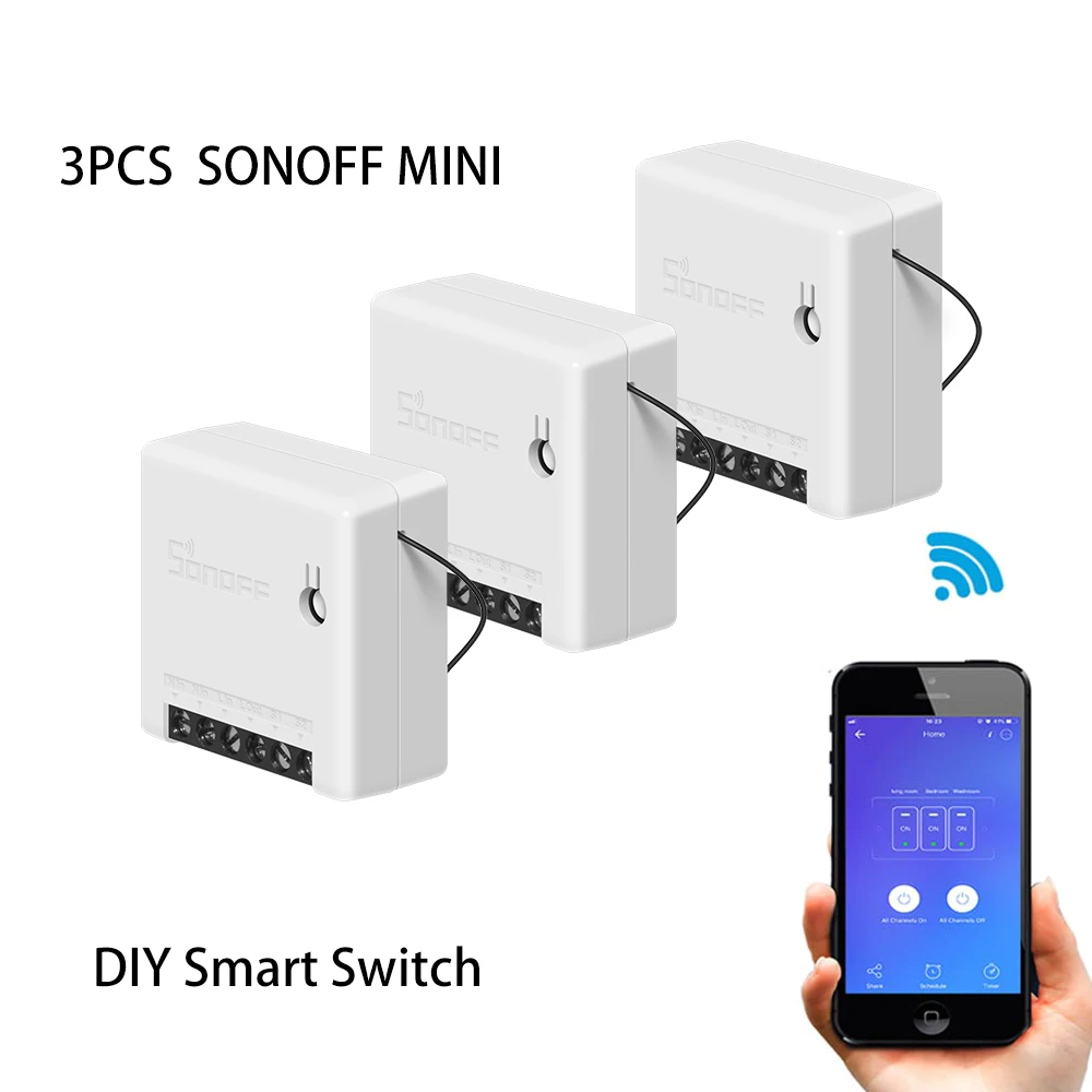 Izcelsmes SONOFF 3pcs MINI Wifi DIY Smart Switch Divu Veidu Vadu Mājas Automatizācijas Moduļi Savietojami Ar EWelink Alexa Amazon, Google