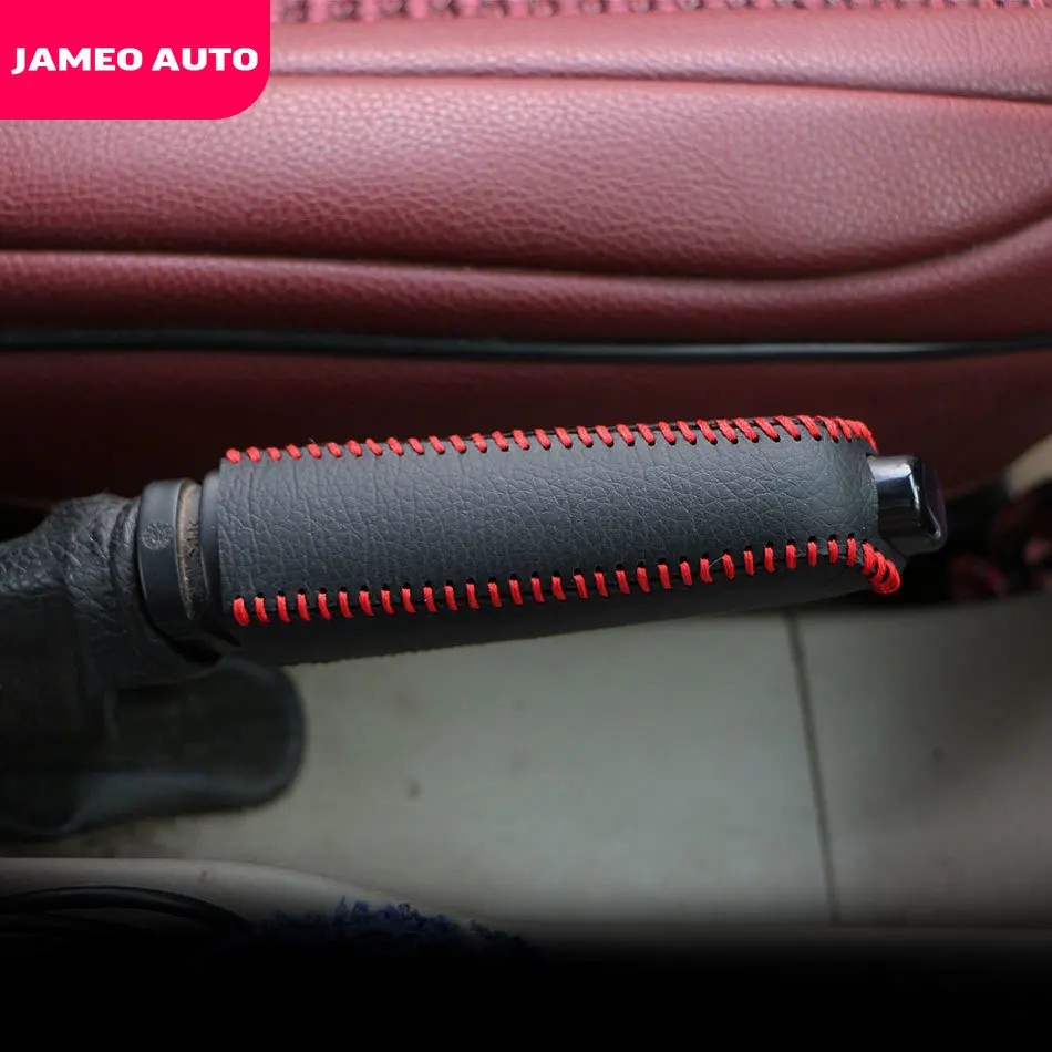 Jameo Auto Ādas AT MT Auto Shift Knob Aizsardzības Vāciņu Auto Pārnesumu Pārslēgšanas Apmales Ford Fiesta MK7 Sedans, Hečbeks 2012-2019