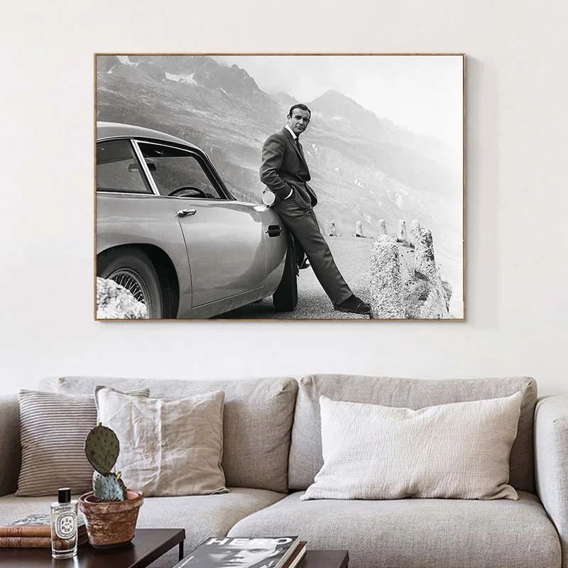 James Bond 007 Filmas Plakāts, Klasika Vintage Kanvas Glezna Melna Balta Sienas Art Attēlu Cuadros Par Dzīvojamo Istabu Mājas Dekoru
