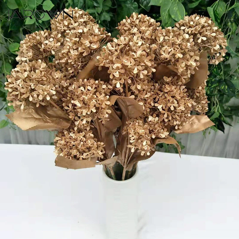 JAROWN Mākslīgā 3 galvas Hydrangea Sniedziņš Ziedu Viltus Ziedi Kāzu Ziedu Vienošanās, Ziedu Aksesuāri Mājas Dekoru Flores