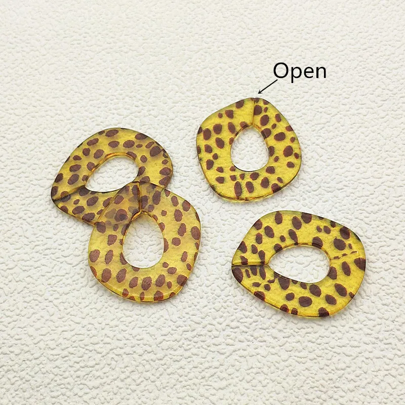 Jaunas ielidošanas! 52x46mm 30pcs Akrila Leopards drukāt Ovālas formas pērlītes par auskari aksesuāri, detaļas,rokām darinātas Rotaslietas, Auskari DIY