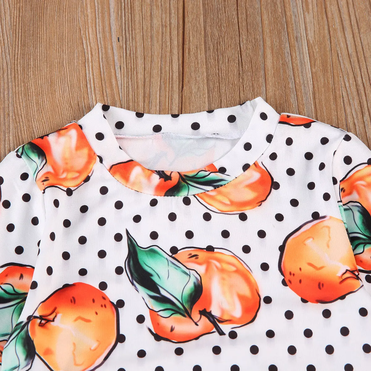 Jaundzimušā bērna Baby Meitenes Zēni 2gab Apģērbu Komplekts ar garām Piedurknēm ar Apaļu Kakla Svītrainām Dot Apelsīnu Drukāt Top + Šorti Rudenī Drēbes 0-18M