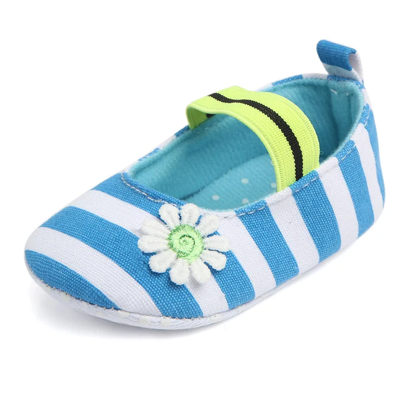 Jauns svītru baby ziedu toddler kurpes ar neslīdošu bērnu apavi