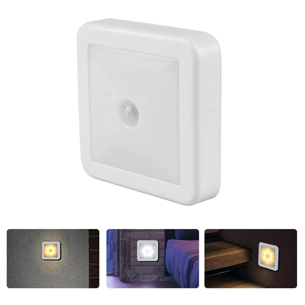 Jaunu Nakts Gaisma Smart Kustības Sensors LED Nakts Lampa ar Bateriju Darbināmas WC Gultas Lampas Telpa, Gaitenis, Celiņu, Tualetes
