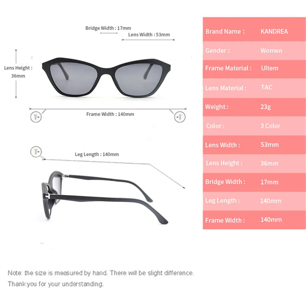KANDREA 2020. gada Pavasarī Jaunā Sieviešu Magnētisku Klipsi Saulesbrilles Ultravieglajiem Ultem Optiskās Brilles Rāmi, Kaķu Acu Divējāda lietojuma Brilles