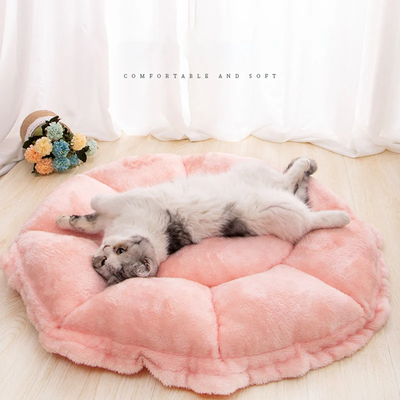 Kaķis Spilvenu Rozā Zieda Forma Kaķis Mat Daudzfunkciju Mazs Suns Gulta Comfy Maiga, Silta Pet Gulta 2020. Gadam Karstā pārdošanas Mašīna Mazgājami Pet Gultas