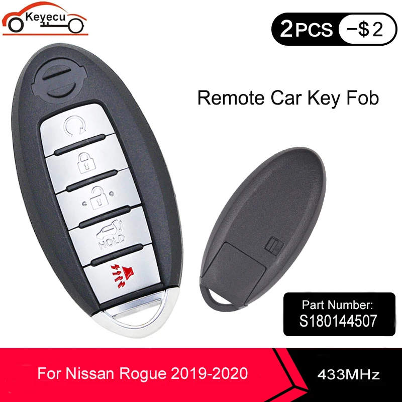 KEYECU Keyless-Go 4 Pogas+1 FSK 434MHz Smart Remote Key (SUV) PCF7953M HITAG AES 4A Mikroshēmu Nissan Rogue 2019 2020 S180144507