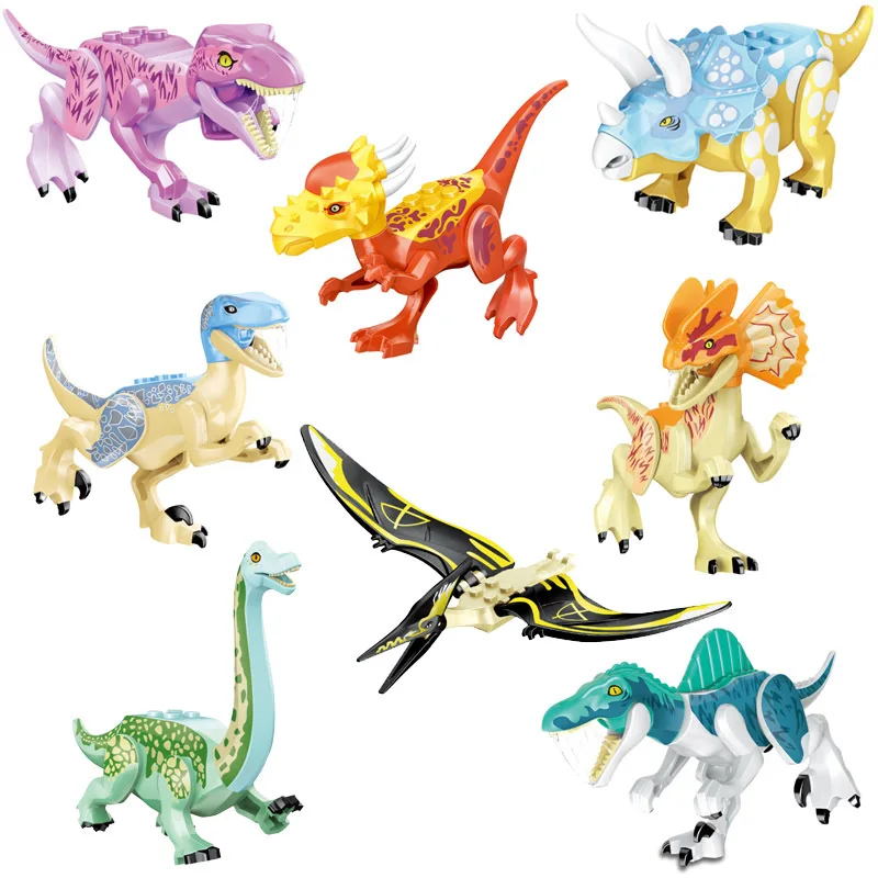 Komplekts Pārdošanai Celtniecības Bloki Green Blue Dinozauru Pasauli Tyrannosaurs Rex Pārredzamu Ķieģeļi Bērniem Izglītības Rotaļlietas, Dāvanu JŪS 77087