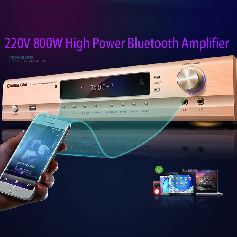 KYYSLB 800W 220V 5.1 Bluetooth Pastiprinātājs Profesionāli Augstas Jaudas Pastiprinātāju HD HDMI-ARC Mājas Audio HiFi AV Pastiprinātāju 4-16 Omi