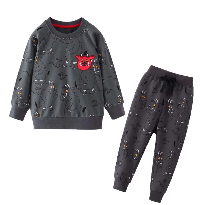 Lekt Metrus Jaunu Karstā Pārdošanas Ziemas Rudenī Dinozauru Zēnu Apģērbu Komplekti Modes Bērni Kokvilnas Apģērbs Streetwear Drēbes