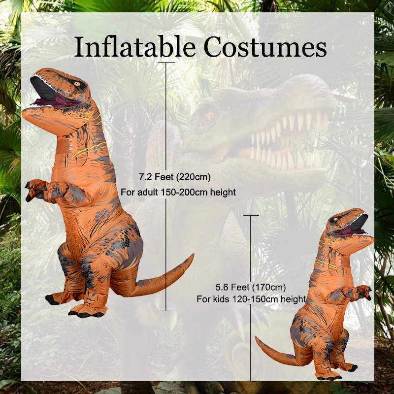 Lielie Bērni Piepūšamās T REX Dinozaura Kostīms, Sieviešu, Vīriešu, Meiteņu un Zēnu Dino Cosplay Kostīmi Anime Halloween Karnevāla Puse Audums