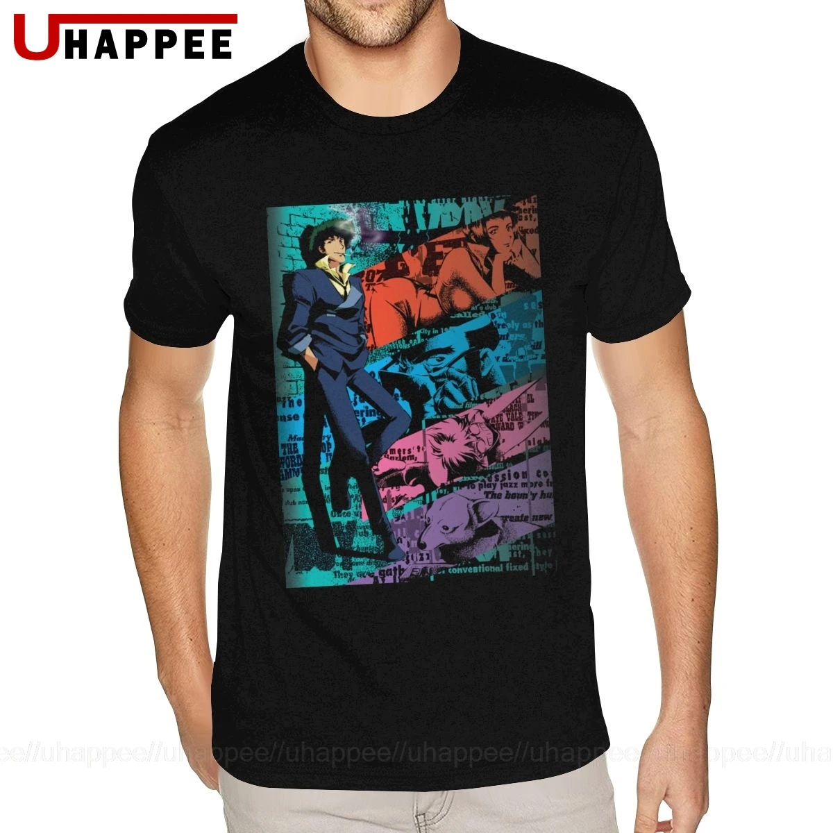 Liels un Garš Izmēru Vintage Cowboy Bebop Krekls Homme Grunge Modes Īsām Piedurknēm Augstas Kvalitātes T kreklu Puisis 1980-to gadu Apģērbi