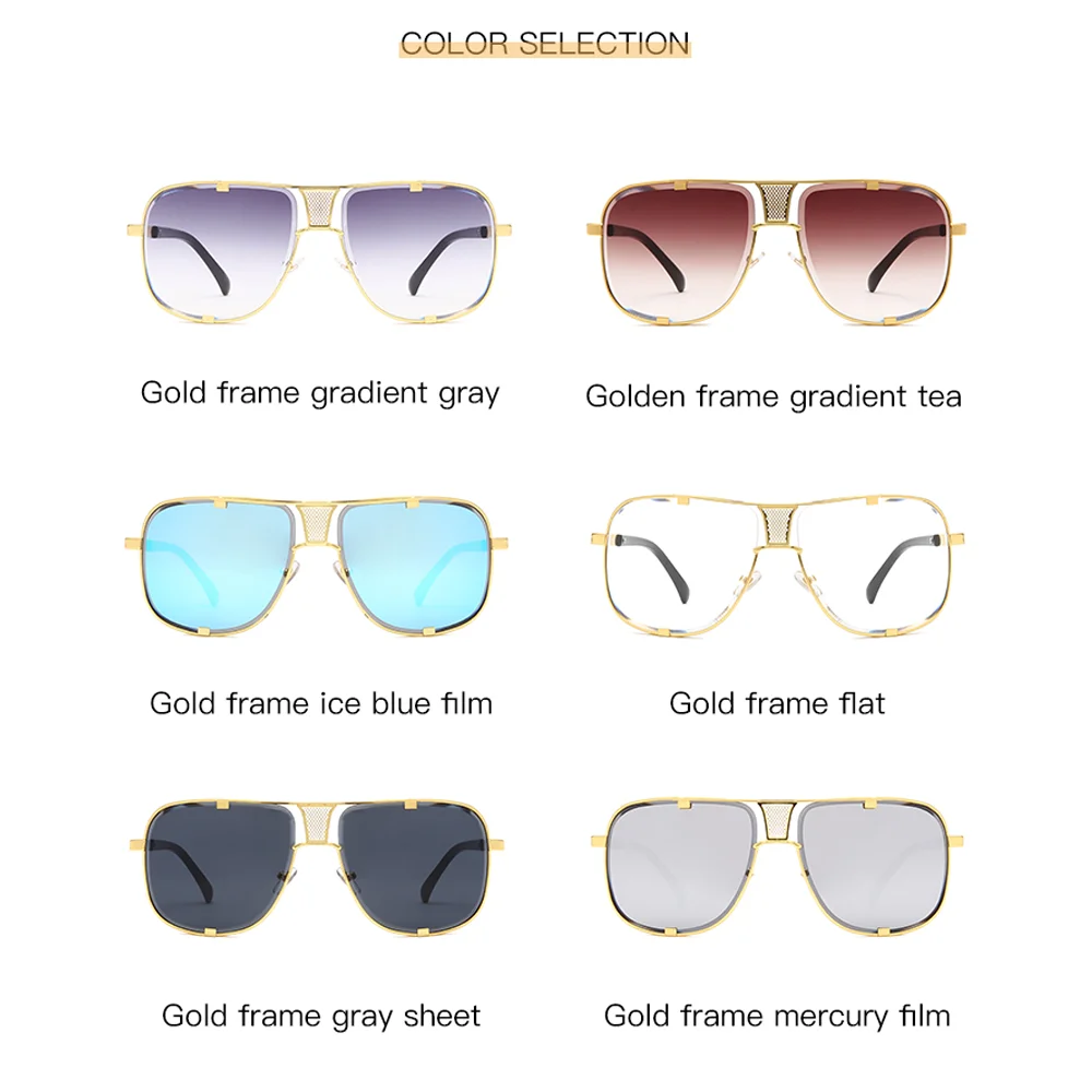 LongKeeper Modes Liela Izmēra Saulesbrilles Vīriešiem Kvadrātveida Metāla Braukšanas Saules Brilles Sievietēm Retro Augstas Kvalitātes Gafas Oculos De Sol