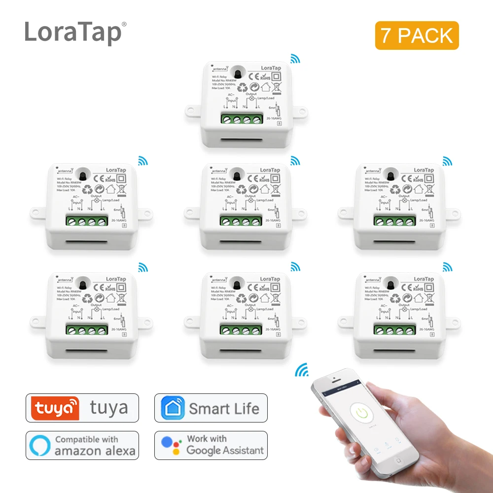 LoraTap Tuya Ieslēdziet Smart Dzīves APP WiFi Balss Relejs Kontrolieris Taimeris Modulis Google Home Amazon Alexa 110V, 220V Gaismas