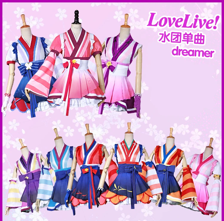 Love Live! Saules Aqours Dia Chika Hanamaru Kanan Mari Ohara Riko Sakurauchi Ruby Yoshiko Jūs sapņotājs kimono cosplay kostīms