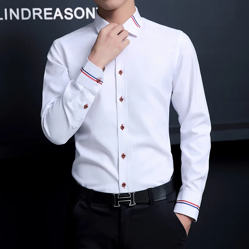 LUX ANGNER 2020. gadam Jauniem Vīriešiem Kleita Krekli Zīmolu Apģērbu Modes Sociālā Gadījuma Krekls Vīriešu Slim Fit Ilgtermiņa Piedurknēm Biznesa Krekls 4Xl 5XL