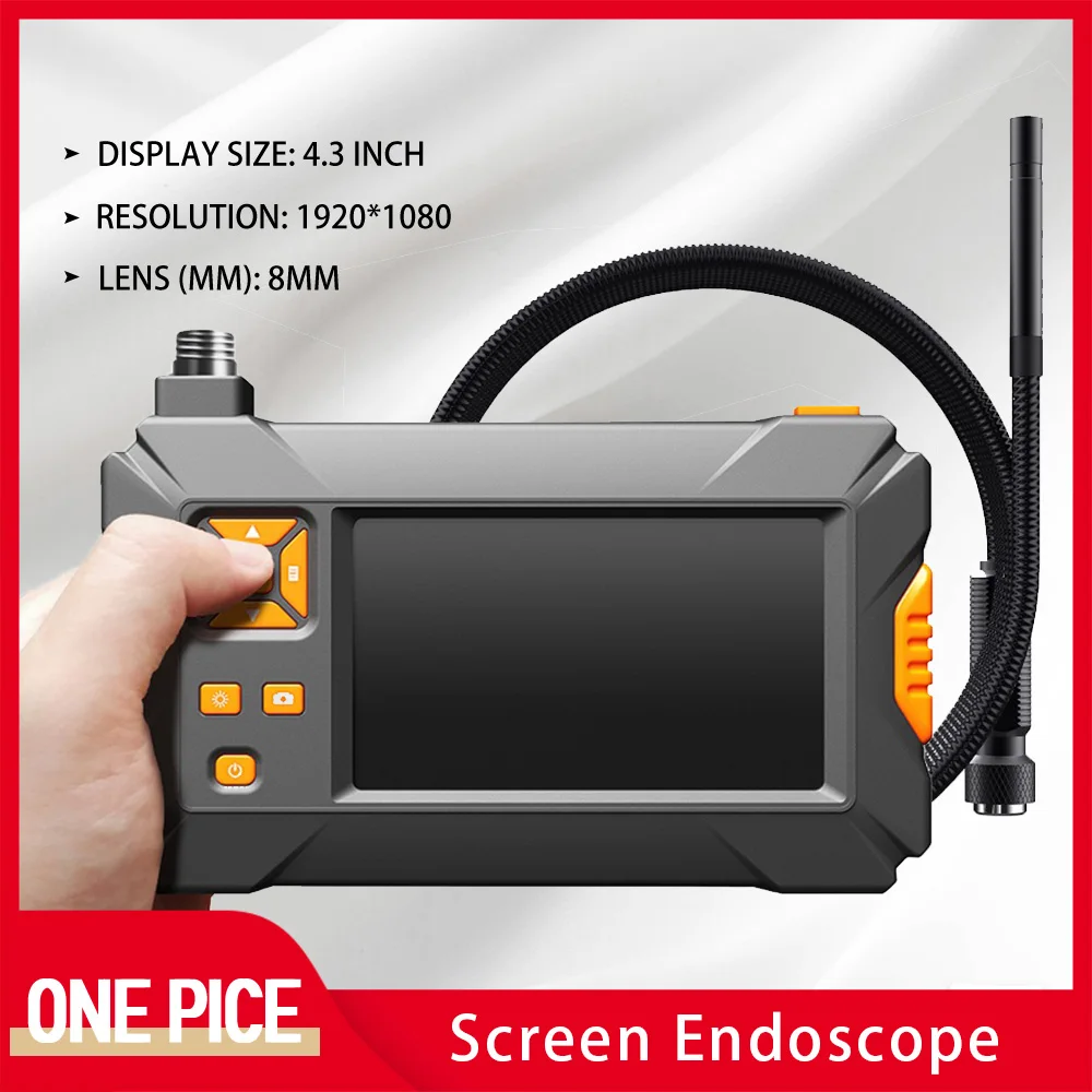 Margas Ekrāna Endoskopu 4.3 collu 1080P Rūpniecības Borescope 8mm IP67 Waterproof Pārbaudes Čūska Kamera 2600 mAh akumulators, D4