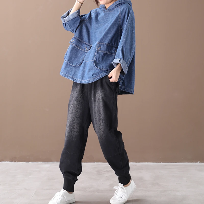 Max LuLu Jauno 2019 Korejas Modes Ziemas Streetwear Dāmas Zaudēt Džinsa Krekli, Sieviešu Ikdienas Kapuci Topi Vintage Lielgabarīta Blūzes