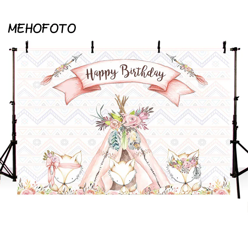 MEHOFOTO Mežu Dzimšanas dienas Fons Boho paša tējas urīnā Cilšu Fotogrāfijas Fona Lapsa Meža Meitene, Dzimšanas dienas svinības Banner Backdrops