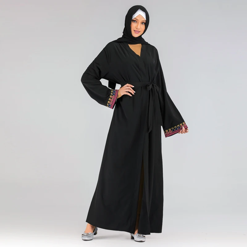 Melna Jaciņa Dubaija Abaya Kimono Islāmu Hijab Musulmaņu Kleita Abayas Sievietēm Kaftan Caftan Marokens Turku Islāma Apģērba Drēbes