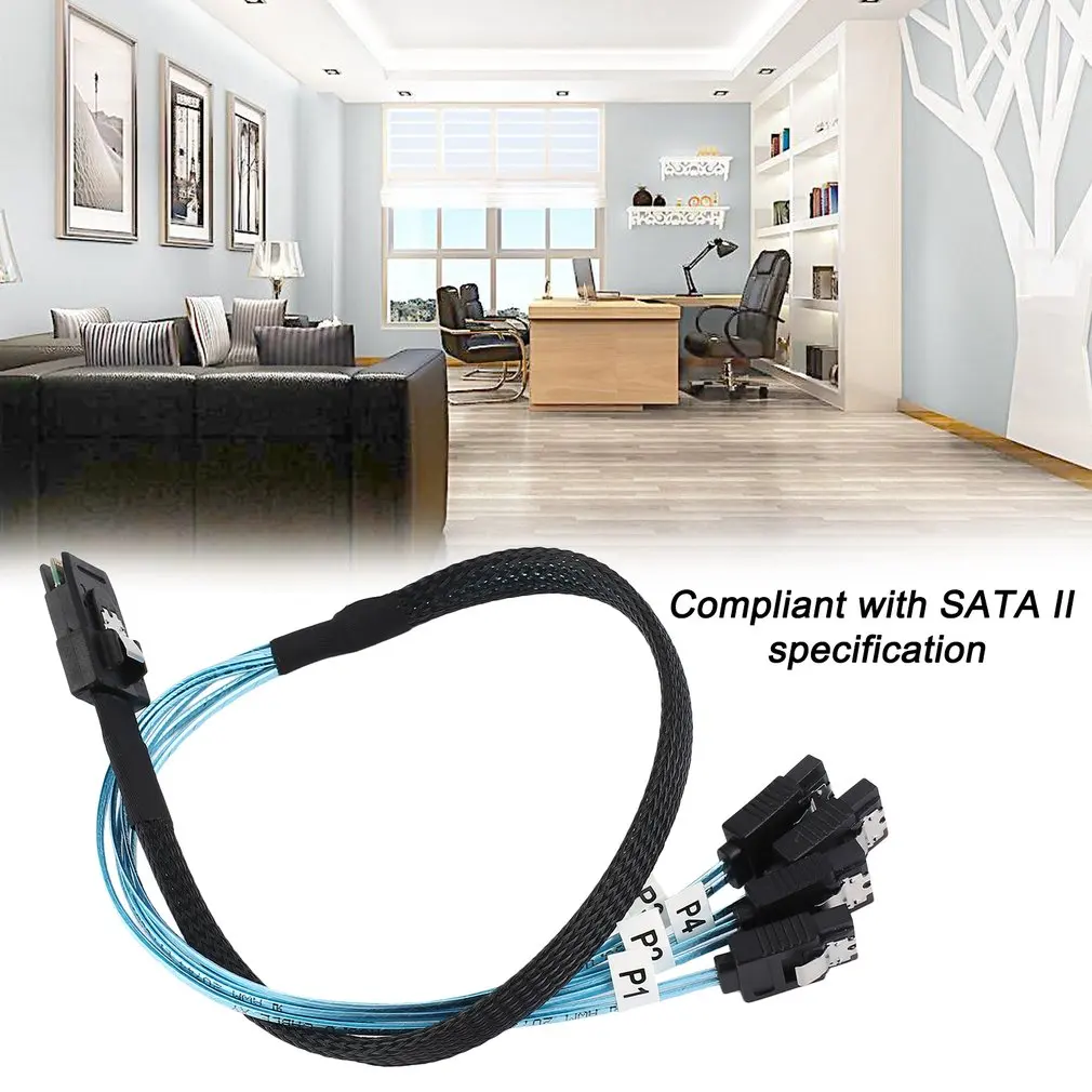 Mini SAS 4.i SFF-8087 36P 36-Pin Male līdz 4 SATA 7-Pin Sadalītāja Adaptera Kabelis 0,5 M Connecter Atbalstu 10 gb / s Band