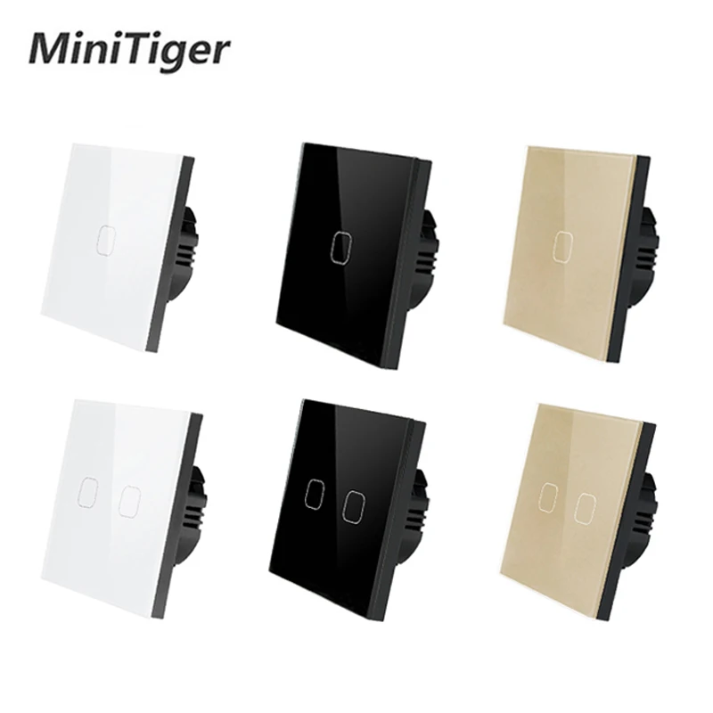 MiniTiger ES/UK standarta Touch Switch Balta Kristāla, Stikla Panel Touch Slēdzis 1 Banda 1 Veids, Gaismas Sienas Tikai Pieskarties Funkcijas Slēdzi