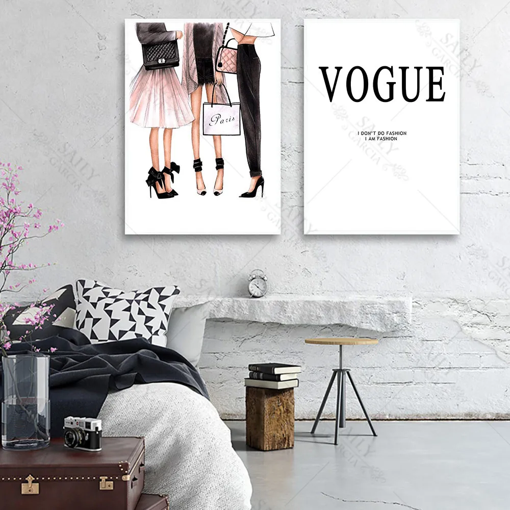 Modes Meitene Audekla Plakāta Vogue Attēlu Parīzes Sienas Mākslas Audekls Gleznošanai Vogue Plakātu Mūsdienu Sienas, Attēlus Dzīvojamā Istaba Dekori