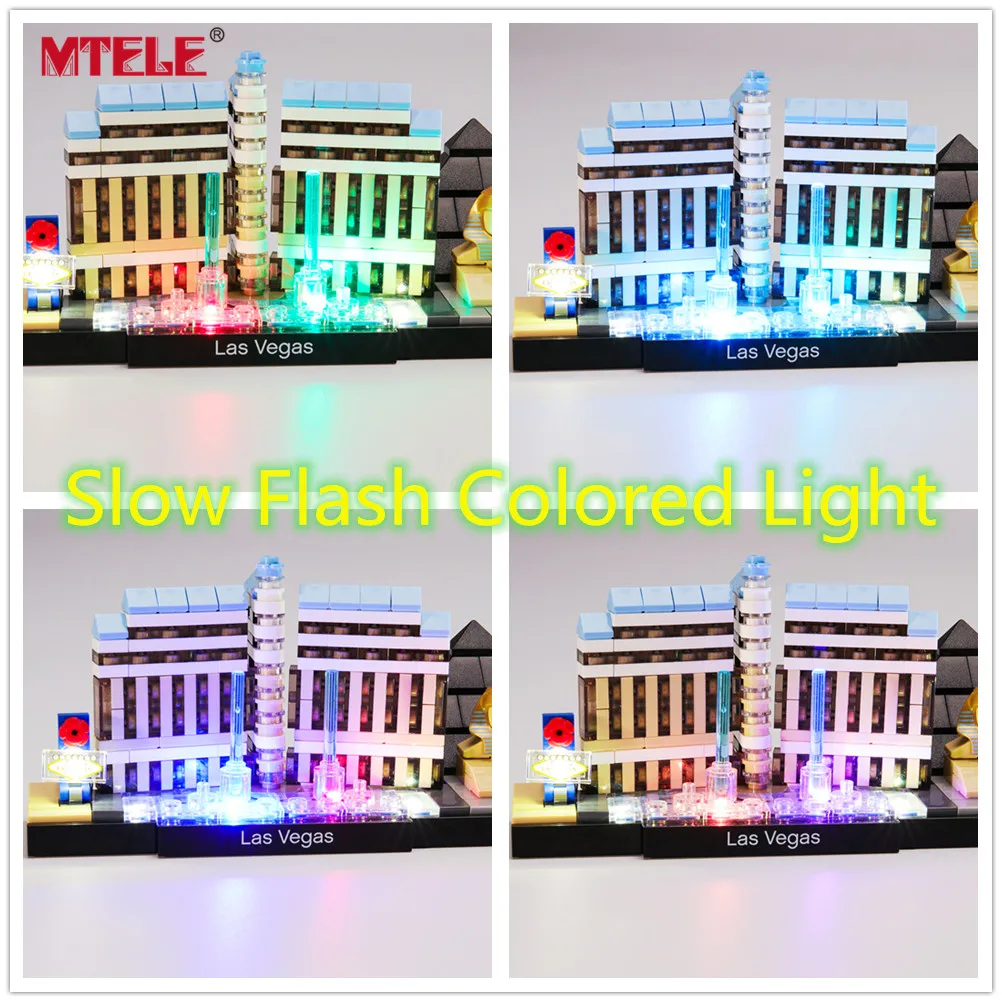 MTELE Zīmola LED Gaismas Up Komplekts Rotaļlieta Arhitektūras Las Vegas Compatile Ar 21047 (NAV iekļautas Modelis)