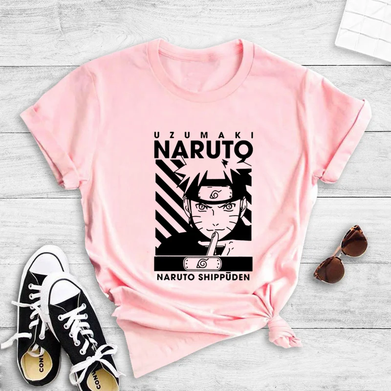 Naruto Uzumaki Iespiests T-krekls Sieviešu Vasaras Īsām Piedurknēm Anime Grafiskā Harajuku T-krekls Jaunu Rozā Sieviešu T-krekls Japāņu Anime