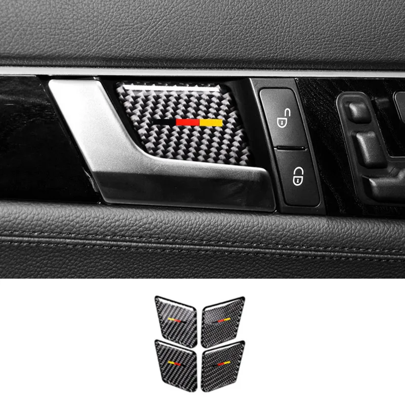 Oglekļa Šķiedras Iekšējais Durvju Rokturi Bļodā Apdare Vāciņš Melns, 4gab Priekš Mercedes Benz GLK X204 2008-Automašīnas salona Piederumi