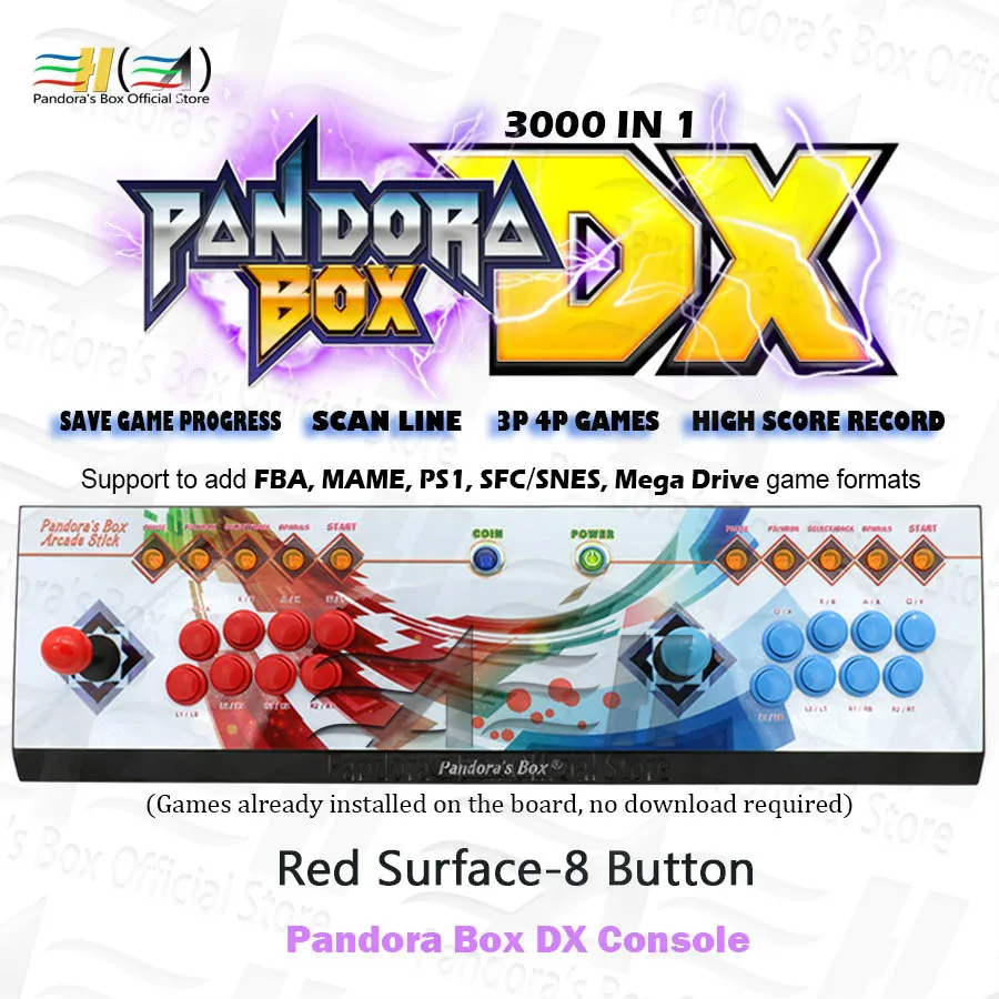 Pandora Box DX 3000 1 arcade spēļu Konsole 8 pogas custom atbalsta 3P 4P spēli Saglabāt Spēles progresu var pievienot 5000 spēles 3D tekken