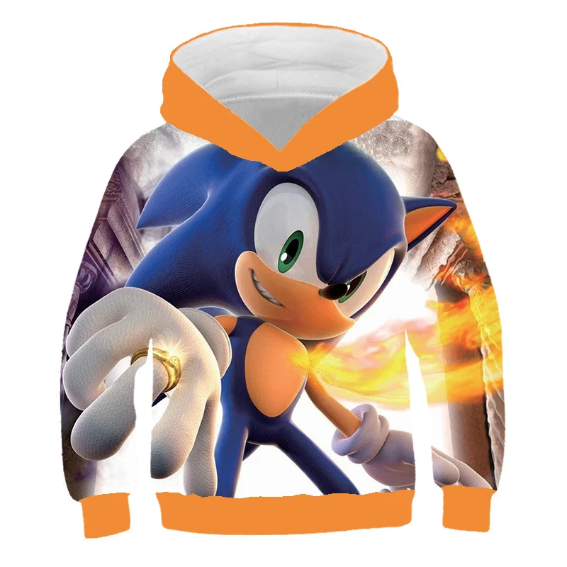 Pavasara Rudens Sonic 3D Drukas Hoodies Par Pusaudžu Meiteņu, Puiku Bērniem Kapuci sporta Krekls Drēbes Bērniem ar garām Piedurknēm Džemperis Top