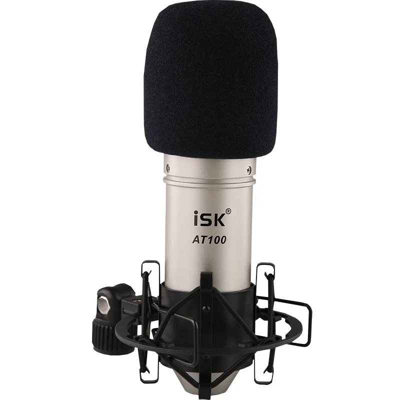 Profesionālās ISK AT100 Kondensatoru Ierakstu Cardioid Mikrofons Studio Darbības Mic datoru ar triecienu un kabeļu stiprinājums