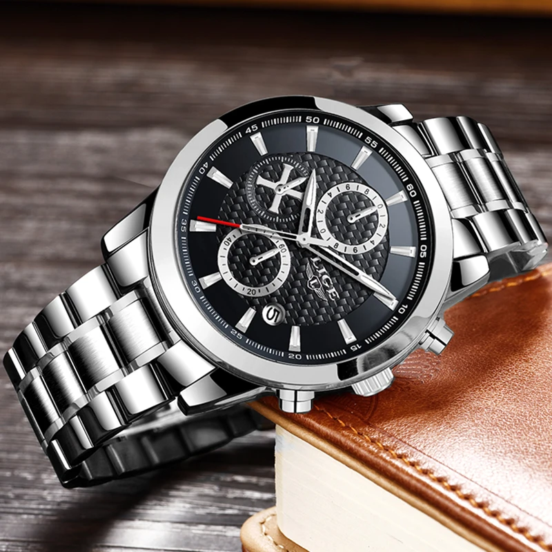 Reloj Jaunu LIGE Nerūsējošā Tērauda Vīriešu pulkstenis 2020. Gadam, Modes Hronogrāfus, rokas Pulksteņi Gadījuma Sporta Multifuncion rokas Pulkstenis Vīriešu Pulkstenis+Kaste