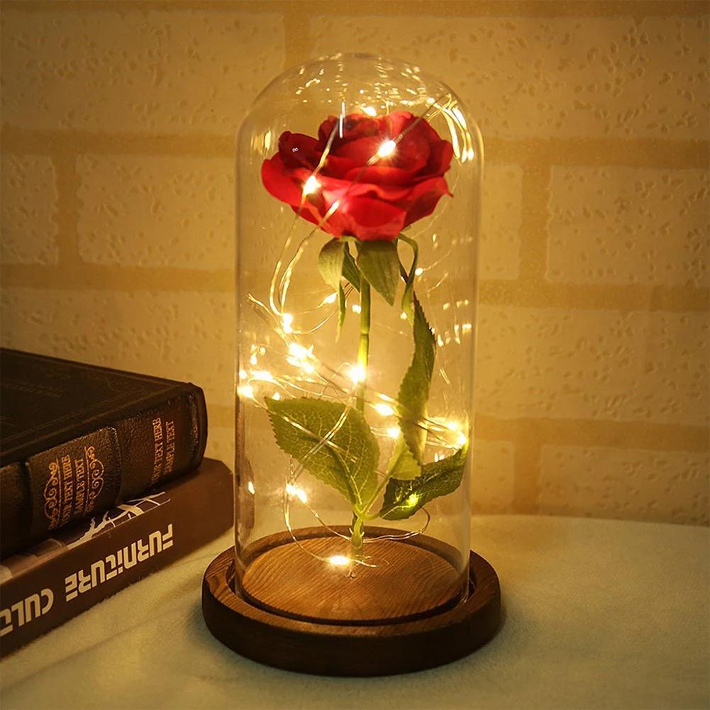 Rožu Stikla Pudeles, LED String Light Akumulatora Barošanu Nakts Gaisma Koka Gultas, Galda, Lampas Romantisks Valentīna Diena, Dzimšanas dienas Dāvana