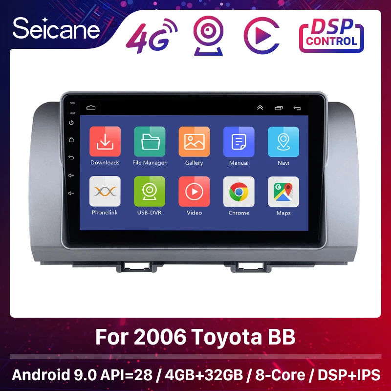Seicane 9 collu RAM, 2 GB ROM, 32 GB DSP IPS Auto Multimedia Player Android 10.0 GPS Navi radio 2006. gadā Toyota BB atbalsta Carplay
