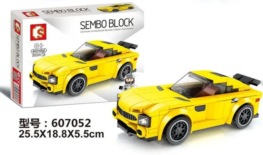 SEMBO Bloki Super Sacīkšu Auto Ķieģeļi Slaveno Transportlīdzekļa Modeļa Ātrumu Izglītības Dzimšanas Zēns Dāvanas Bērniem Rotaļlietas Bērniem
