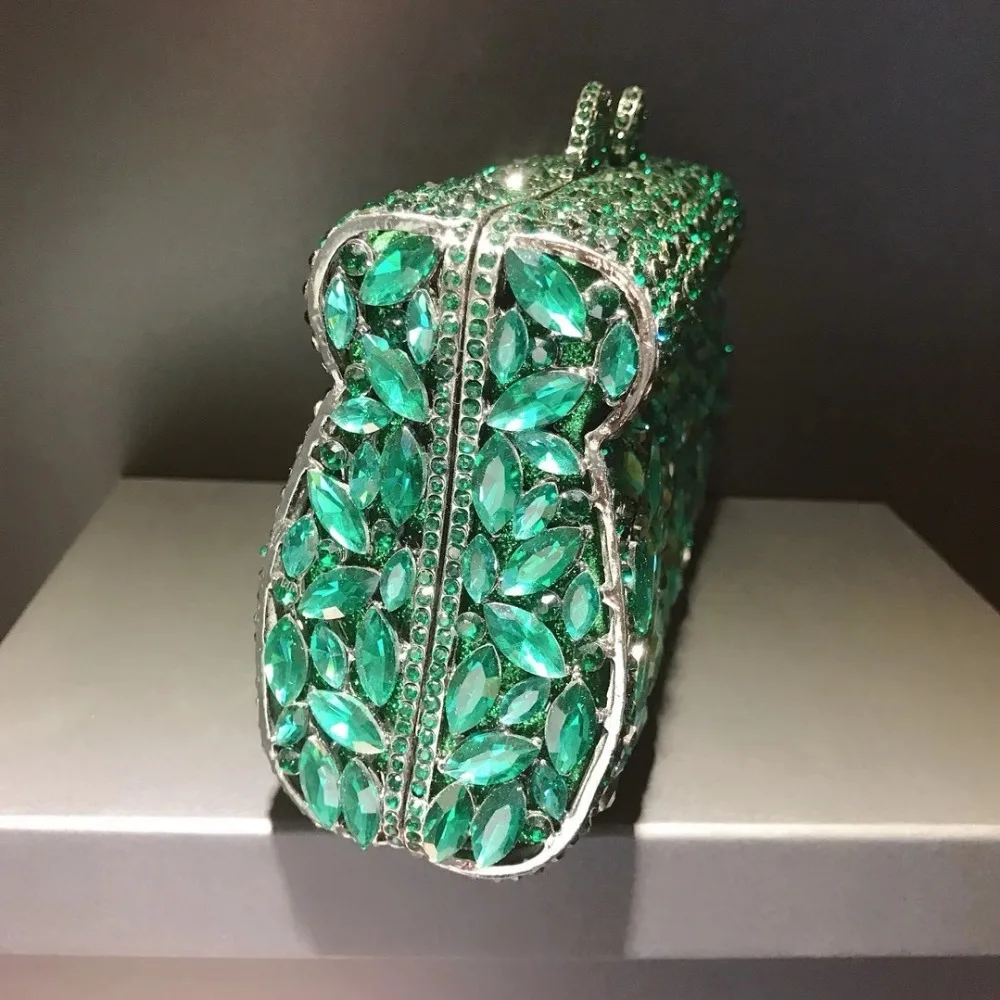 Sieviešu green Crystal diamond Minaudiere Sajūgs soma somā Vakara Soma Kāzu svinības, Kāzu sajūgi somas Somas Maki seifs