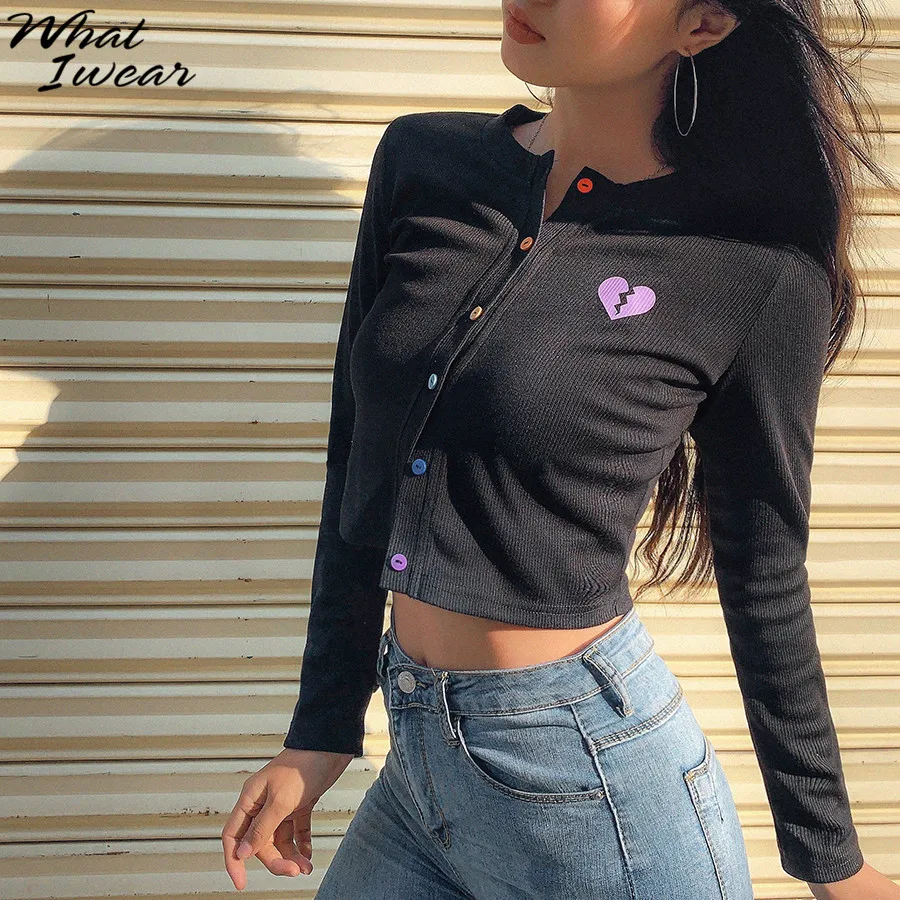 Sieviešu Ikdienas Trikotāžas Džemperis Streetwear garām Piedurknēm vienu krūtīm, adīt krekls slim mutil krāsu pogas Rudens apģērbs