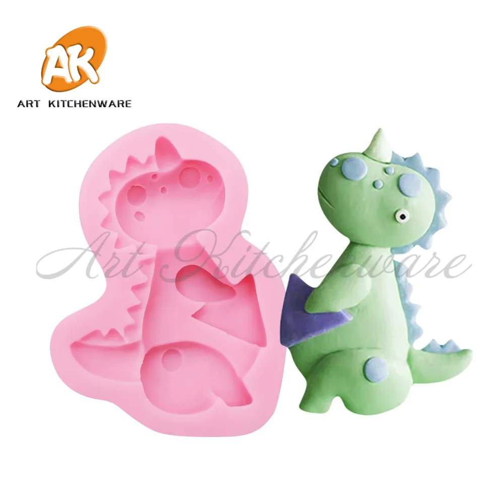 Silikona Dinozauru Veidnes 3D Kūka Pelējuma Dinozauru Kūku Veidnes Pomādes Jelly Cepumu Pelējuma Šokolādes Konfektes Cukura Veidnes Kūka Dekorēšanas
