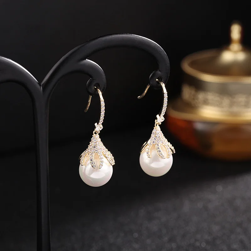 SINZRY hotsale elegants kostīms rotaslietas AAA kubikmetru zircon mikro bruģēt imitētu pērle korejas piliens auskari sievietēm