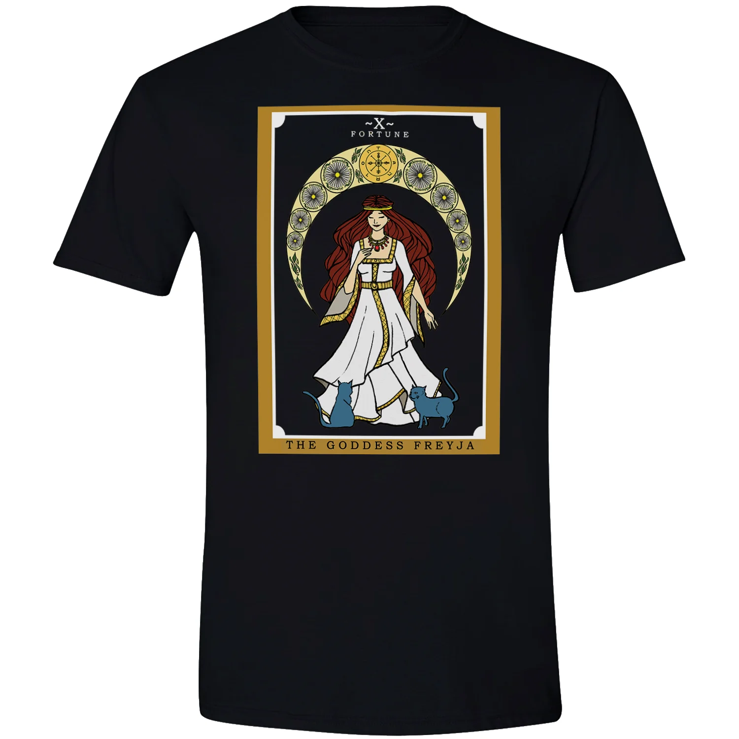 Skandināvu Pagānu Wiccan Apģērbu Freyja Ragana Tarot Kartes Krekls Wicca Laimes Rata Jauns Modes Tee Krekls