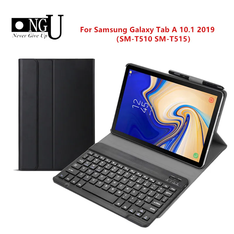 Slim Bluetooth Keyboard Case for Samsung Galaxy Tab 10.1 2019 SM-T510 SM-T515 Tablete Vāks Samsung T510 T515 Stāvēt Gadījumā