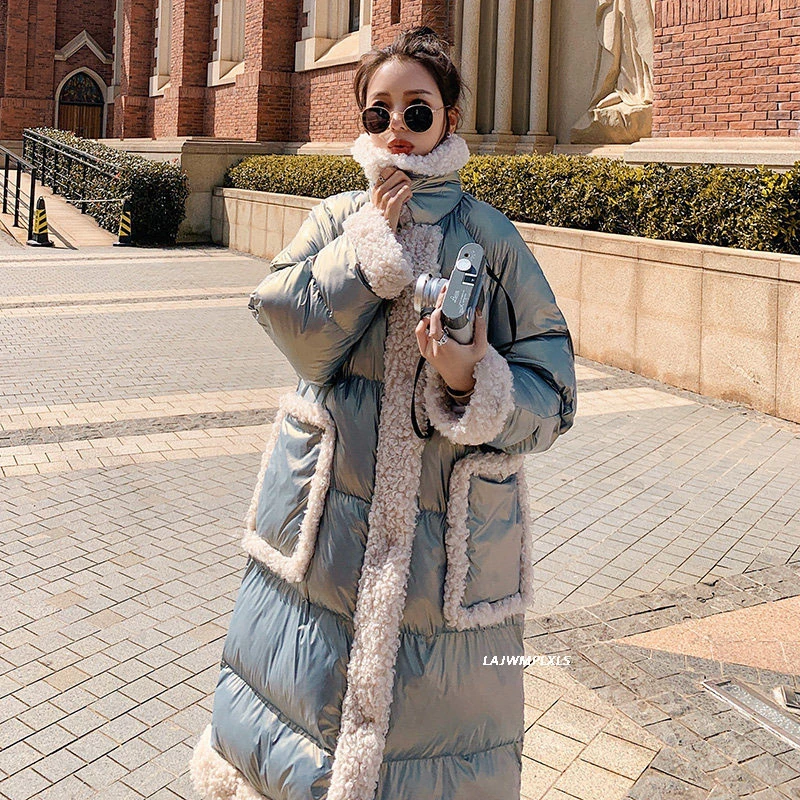 Spīdīgs biezs silts Leju coatton jaka sieviešu ir 2021. Jaunu korejiešu modes jēra matu līmēšana kokvilnas polsterētām mētelis, jaka tendence MY49