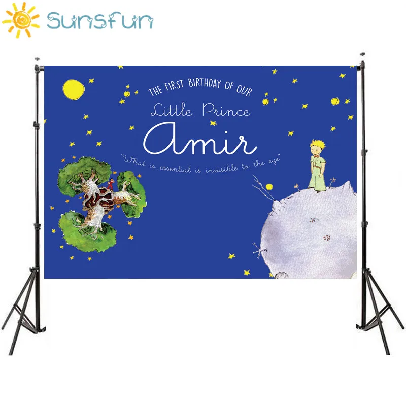 Sunsfun fotogrāfijas fons mazais princis tēmu dzimšanas dienas svinības mēness, zvaigznes fona photocall foto studija photobooth