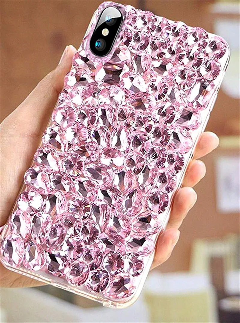 Telefonu Gadījumā Bling Crystal Diamond Rhinestone 3D Krāsainiem Akmeņiem Aizmugurējo Vāciņu priekš iphone 11 12 mini Pro, Max XR X 7 8 6 Plus 6s Plus