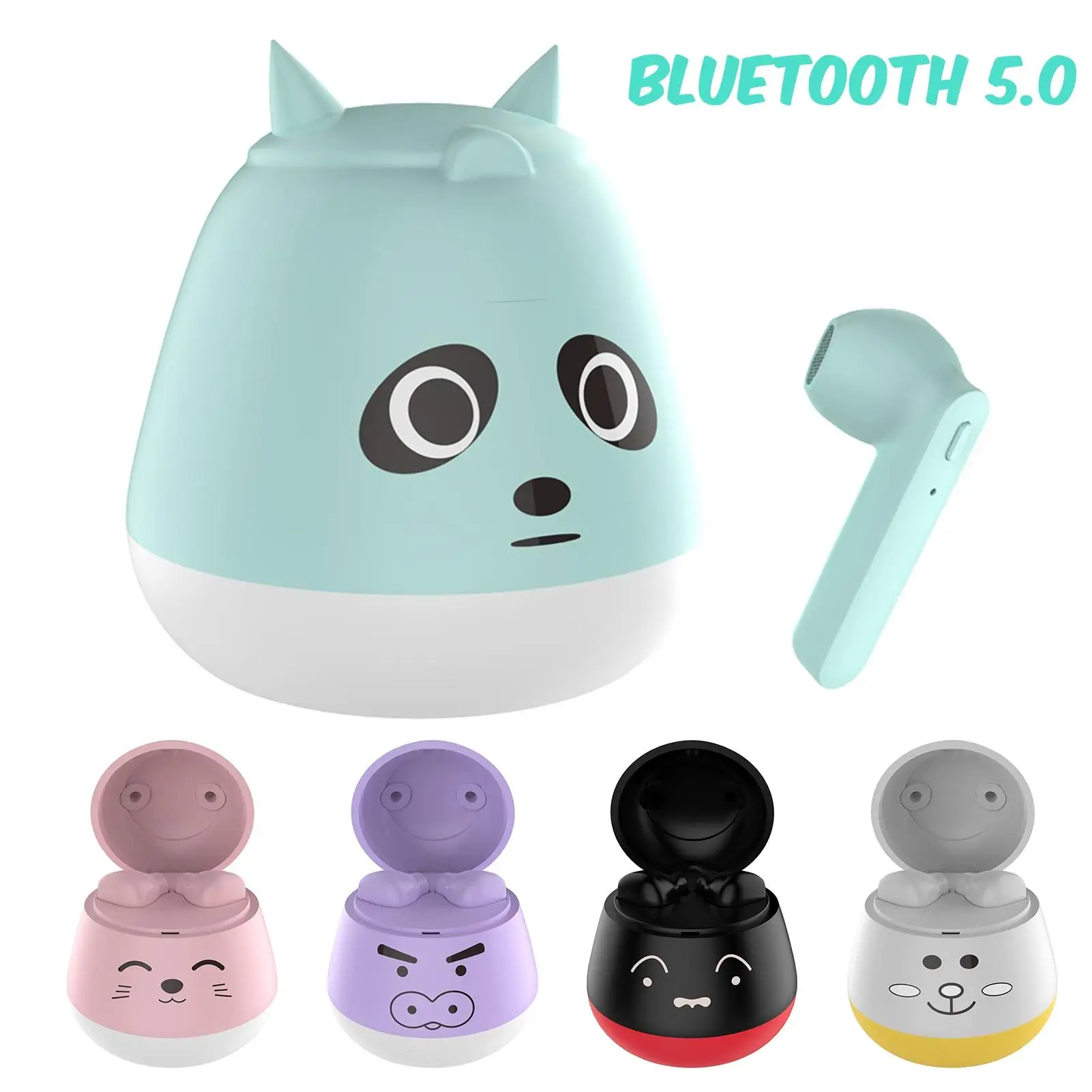 TWS Bluetooth Headset Bezvadu Austiņas Mini Earbuds, Stereo Gudrs Austiņas Kitty Rozā Lācis Pelēkā Elf Melna Cūka, Violeta Panda Blue