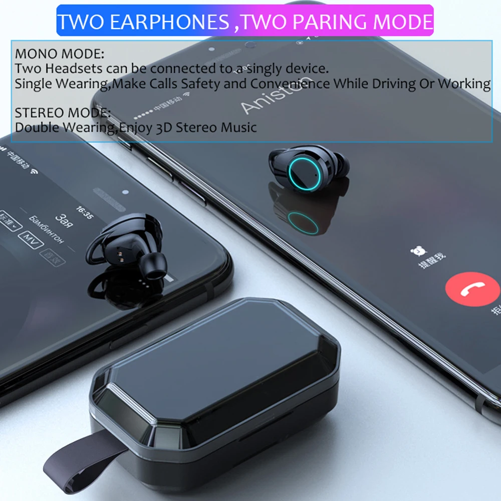 TWS Sporta Earbuds IPX7 Ūdensizturīgs X6 Jauninājums Bluetooth Austiņas Bezvadu Austiņas 3300mAh Lādētāju Bin IOS Android Xiaomi